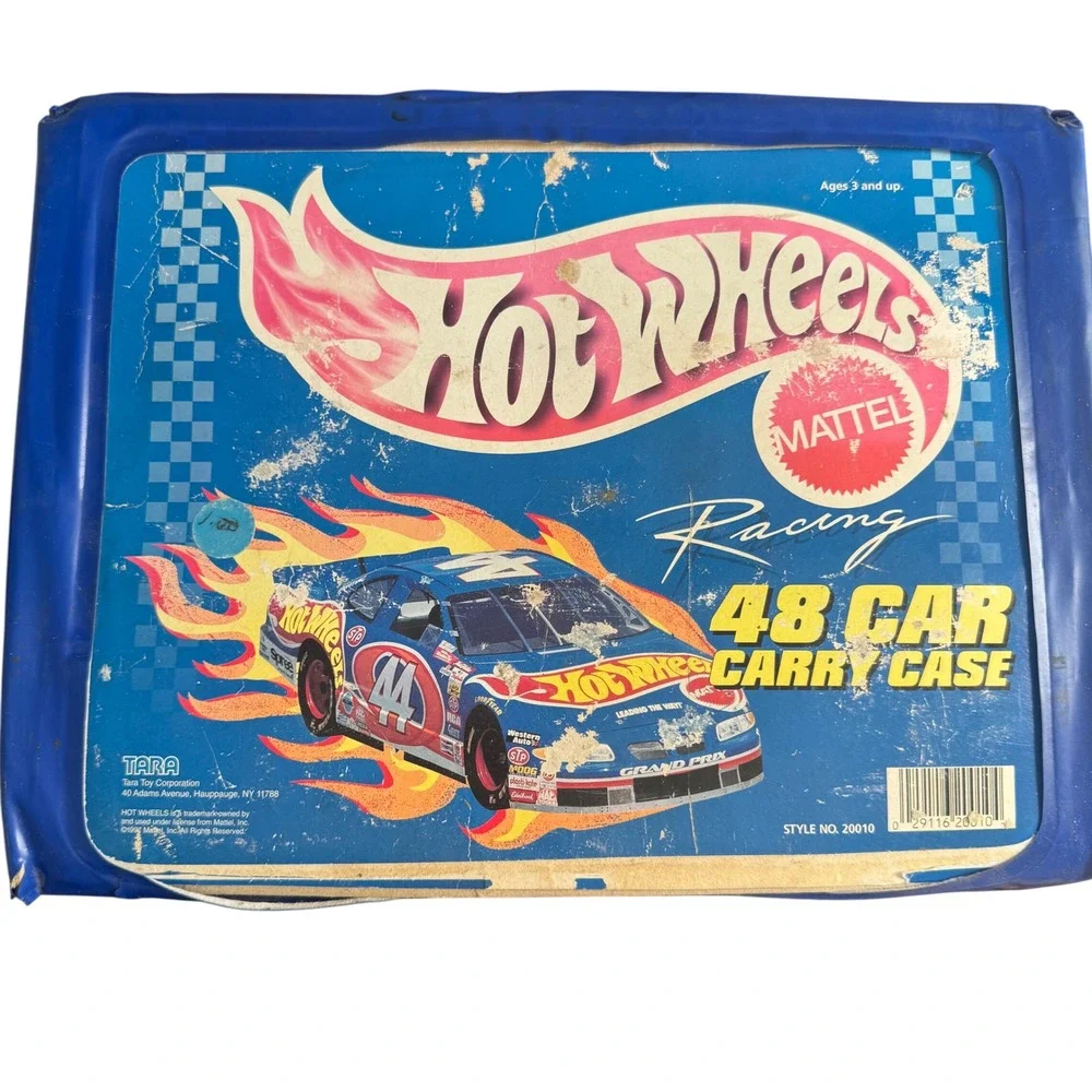 Vintage 1997 Hot Wheels Racing 48 Car Carry Case Tara Toy Blue with 24 Cars