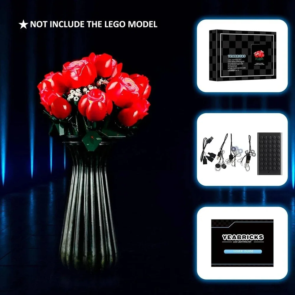 YEABRICKS LED Lighting Kit‎ for LEGO Bouquet of Roses 10328 - No Lego Model