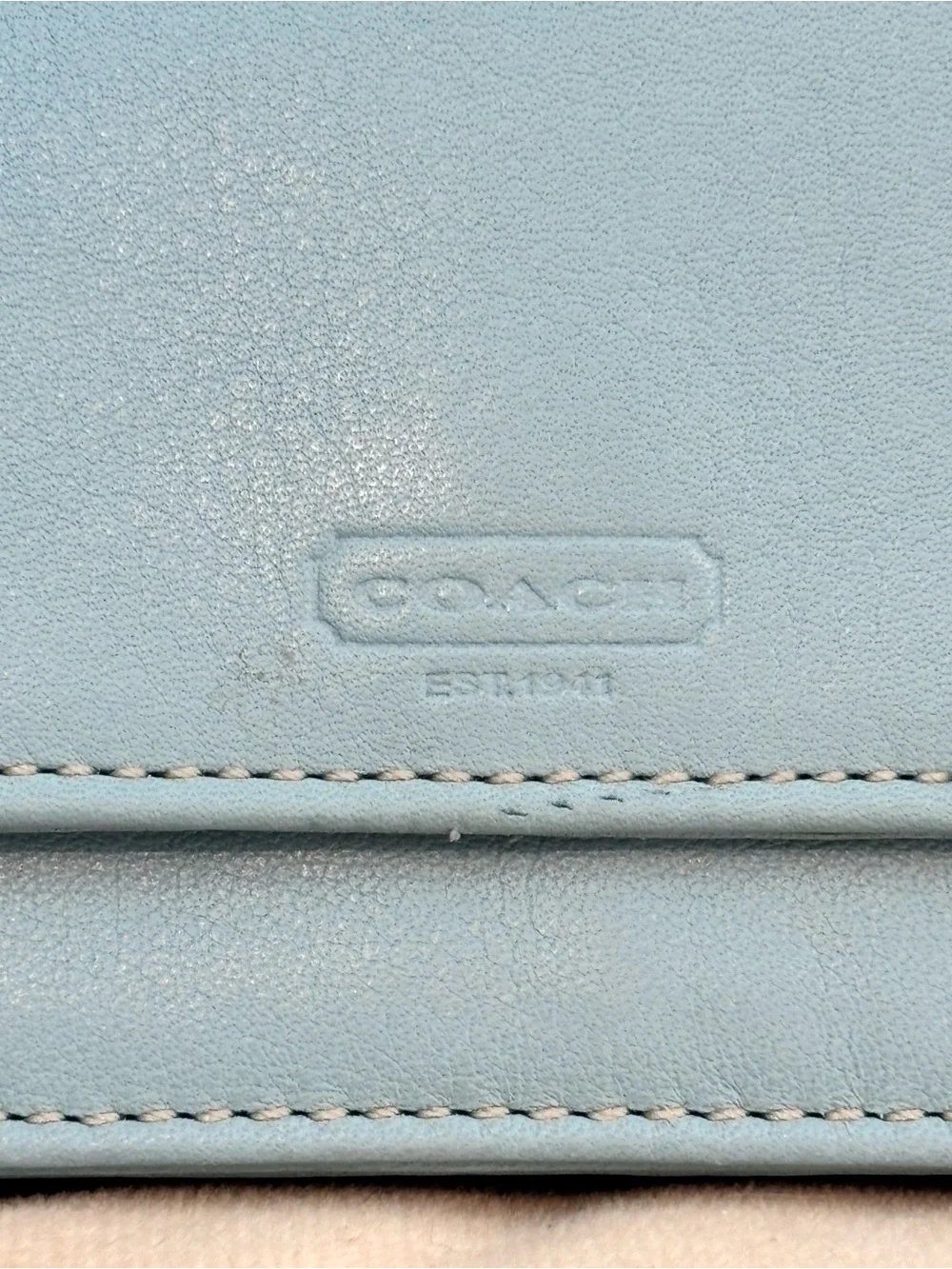 COACH Legacy Light Blue Compact Accordian Wallet NEW