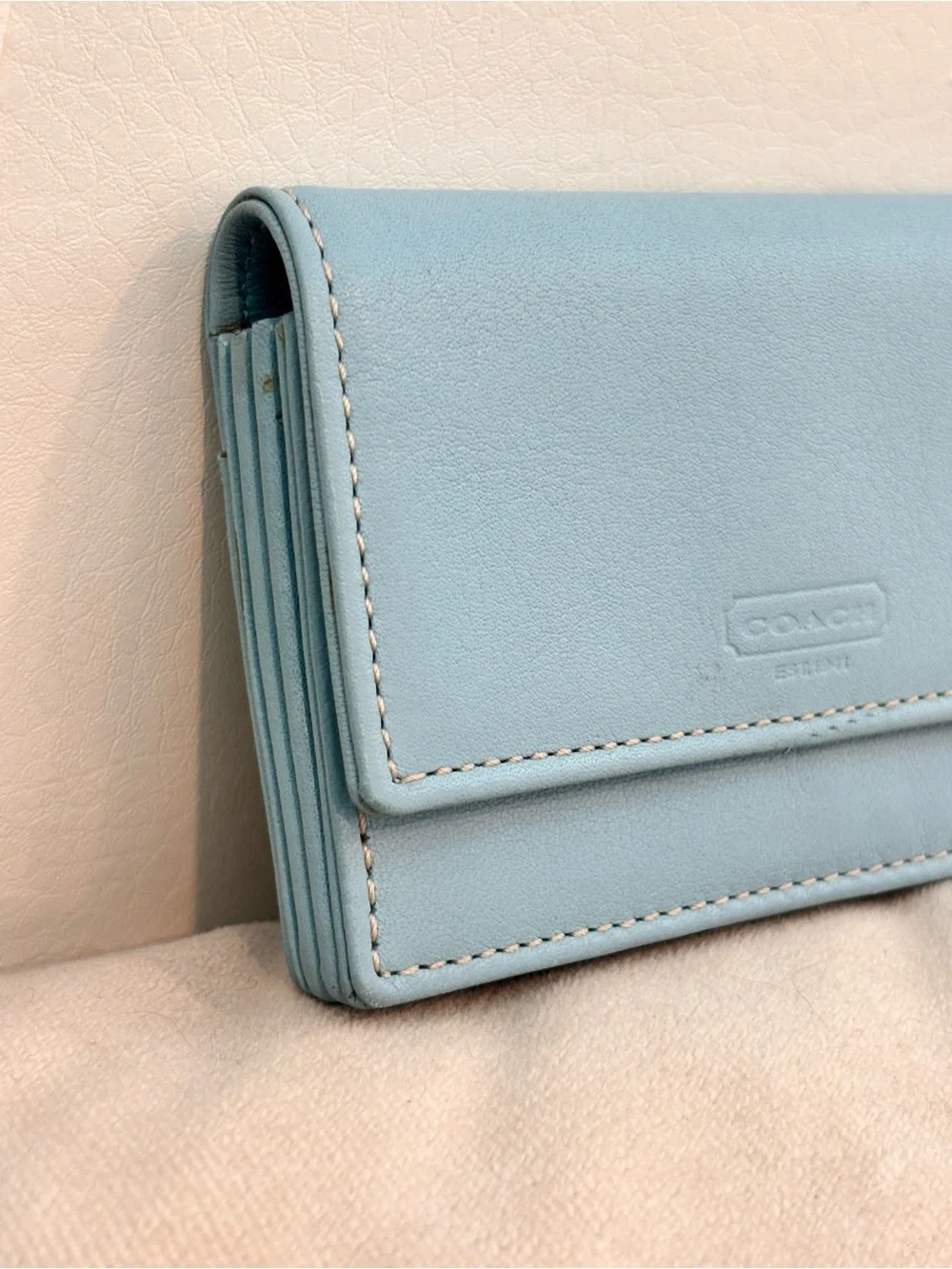 COACH Legacy Light Blue Compact Accordian Wallet NEW
