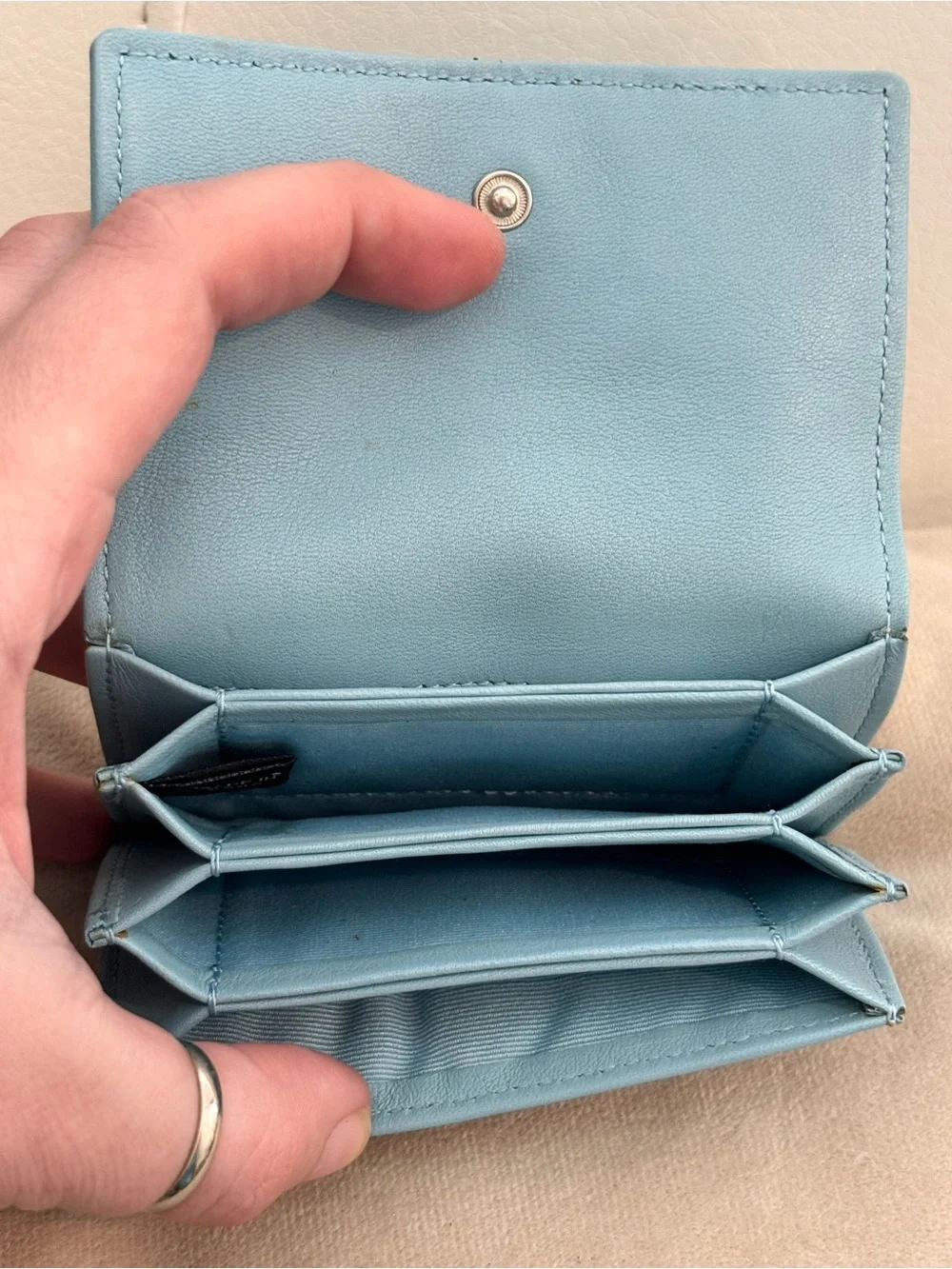 COACH Legacy Light Blue Compact Accordian Wallet NEW