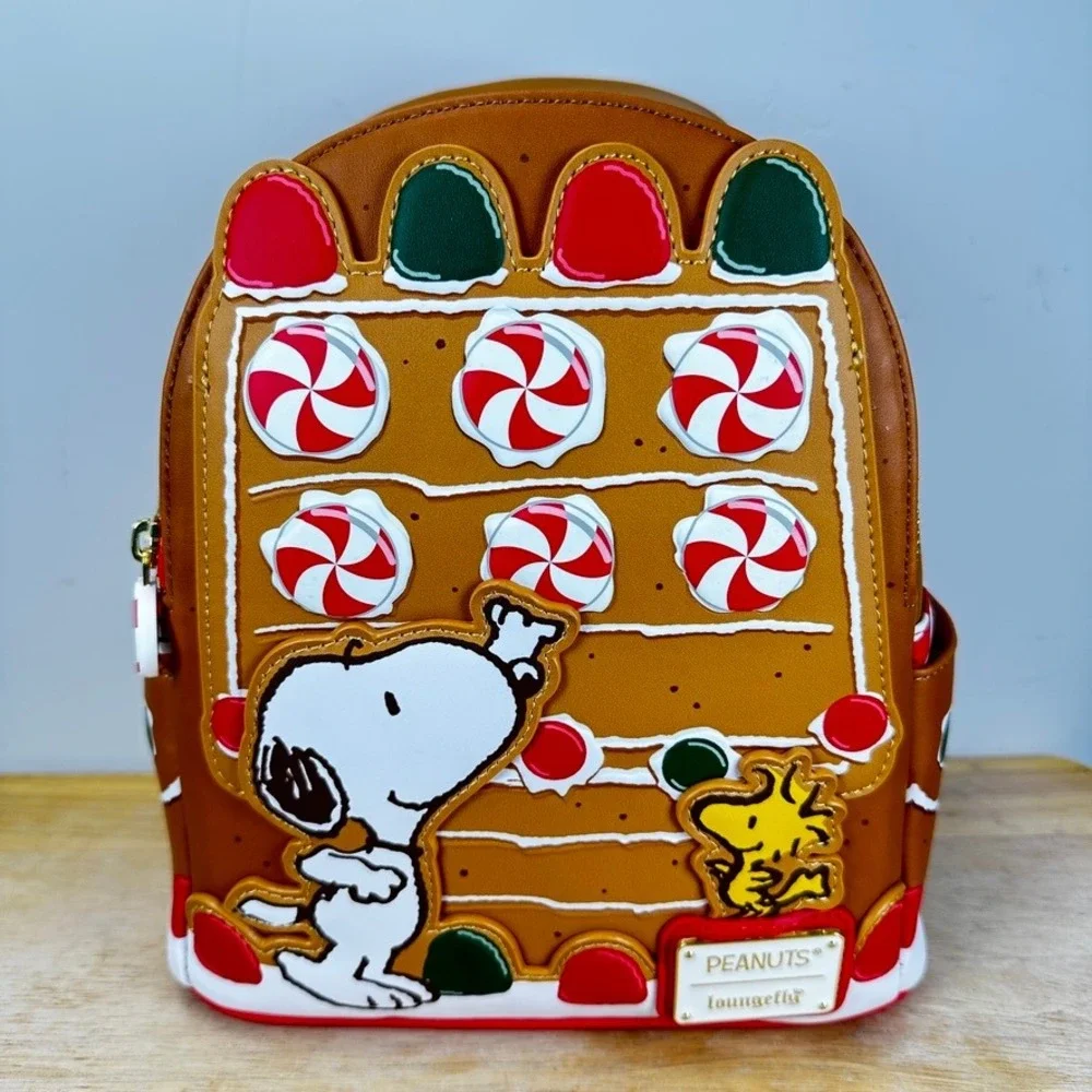 Loungefly Peanuts Snoopy Gingerbread House Mini Backpack Woodstock‎ Peppermint