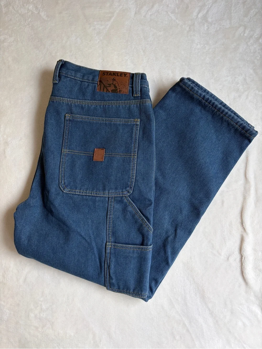 NWT Stanley Workwear Fleece-Lined Denim Carpenter Pants 36 x 30