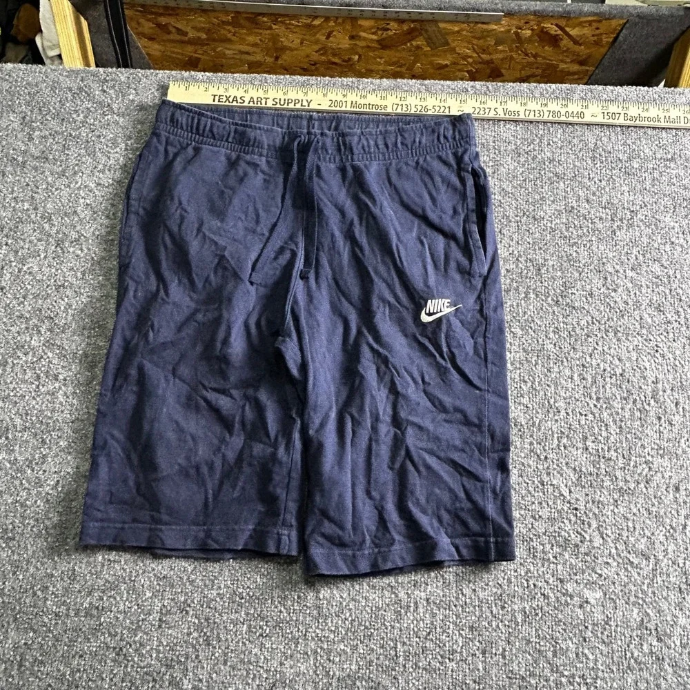Nike Shorts Mens Size M Navy Blue Knit Jersey Athletic Lounge Drawstring Pockets