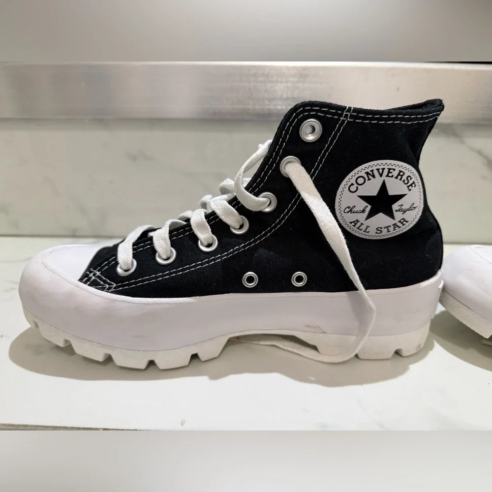 Converse Black Canvas Platform Sneakers