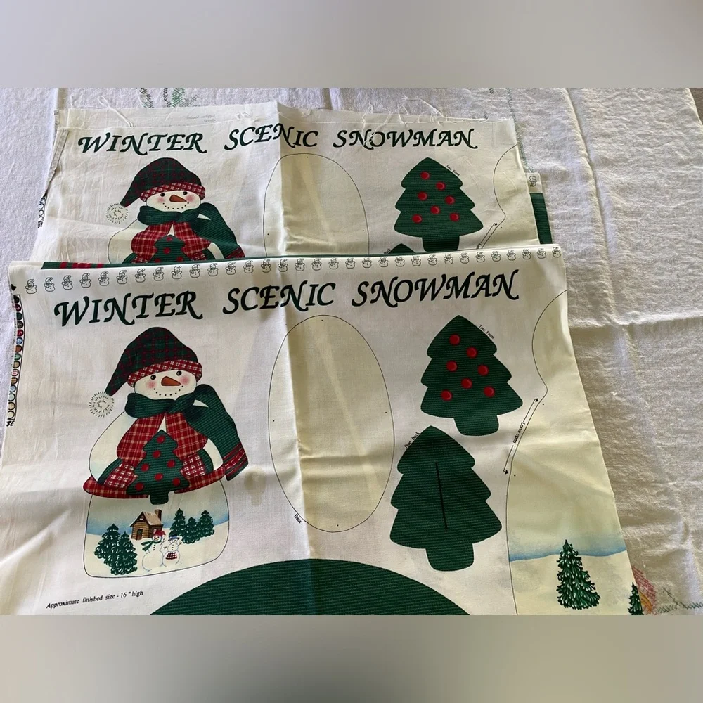 Scenic Snowman 2 Fabric Panels