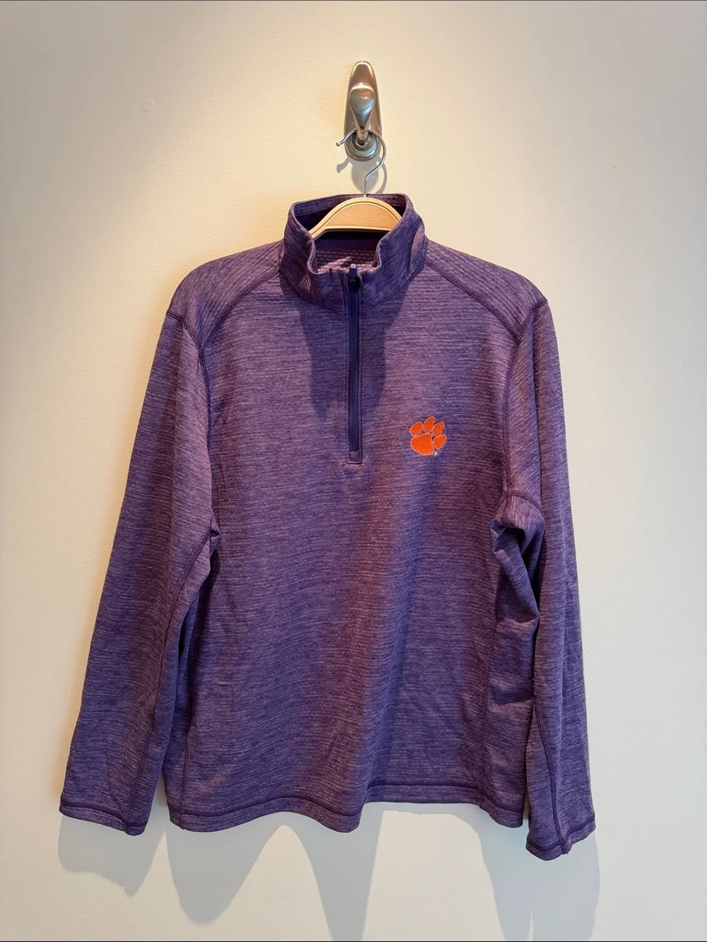 Vineyard Vines Purple Half-Zip Lightweight Shirt Jacket with Orange Paw Logo
