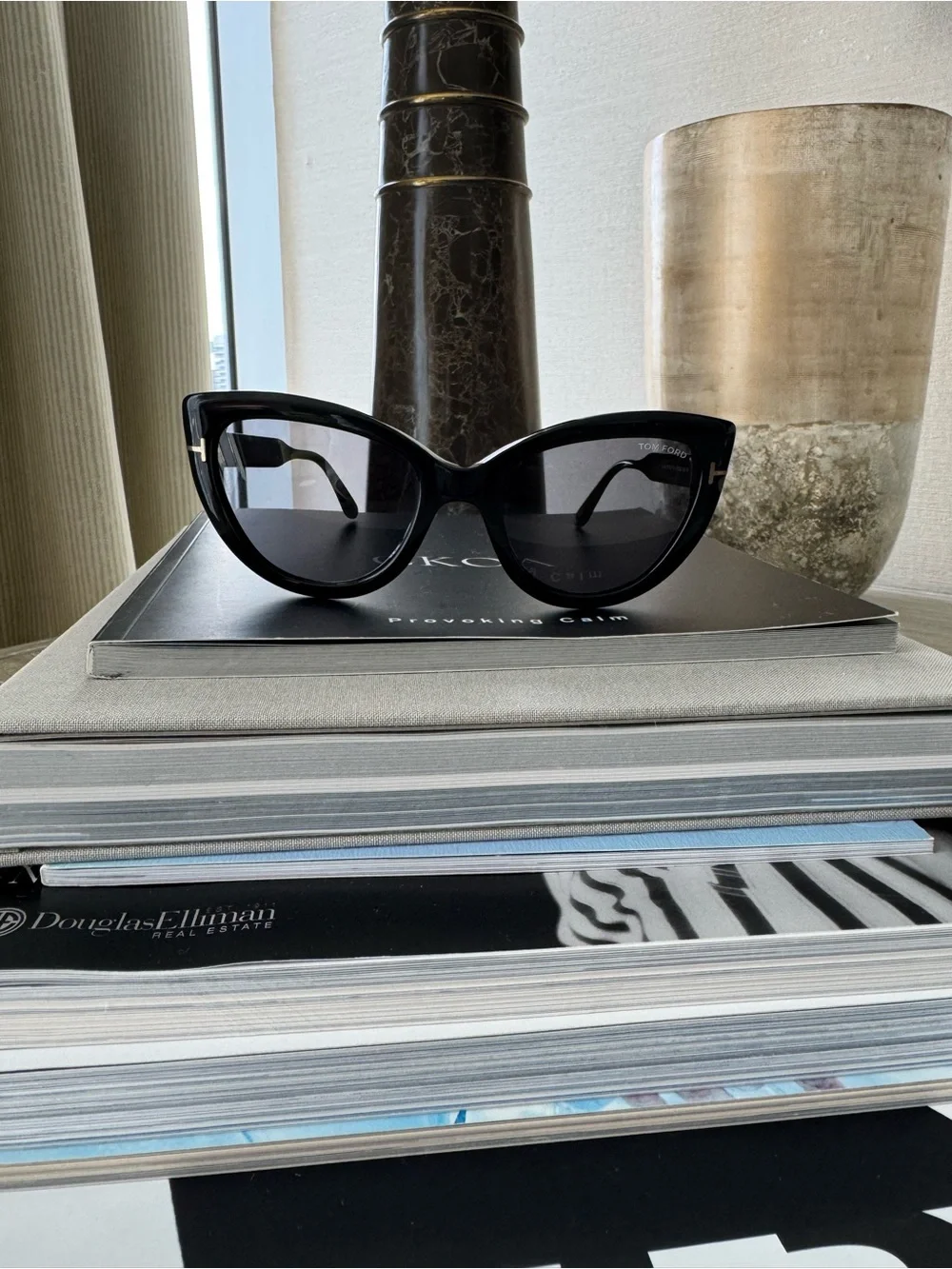 Tom Ford Anya Cat-Eye Sunglasses with Dark Lenses