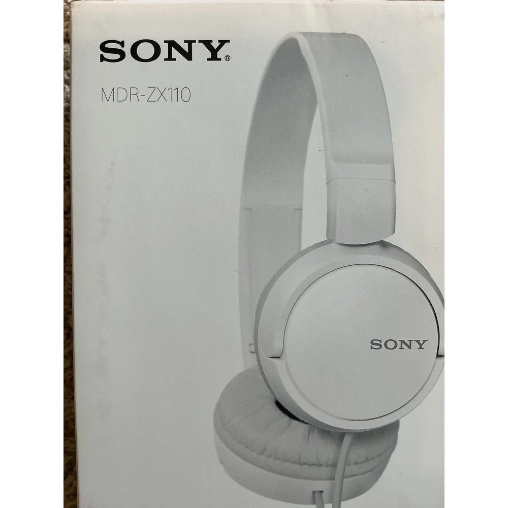 Sony MDR-ZX110 Wired On-Ear Headphones White Folding Compact MDR-ZX110/WZUC
