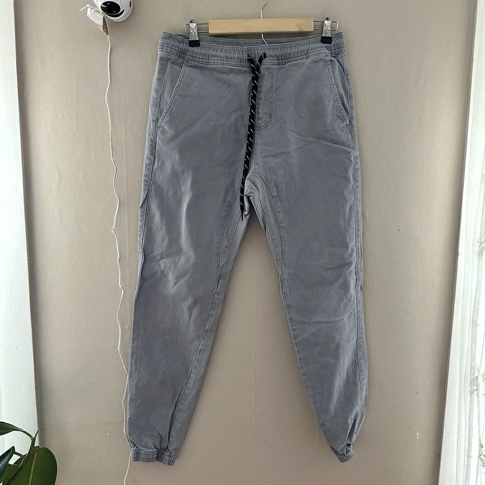 Charles and a Half Mens Twill Joggers‎ Size M Gray Streetwear Casual Drawstring