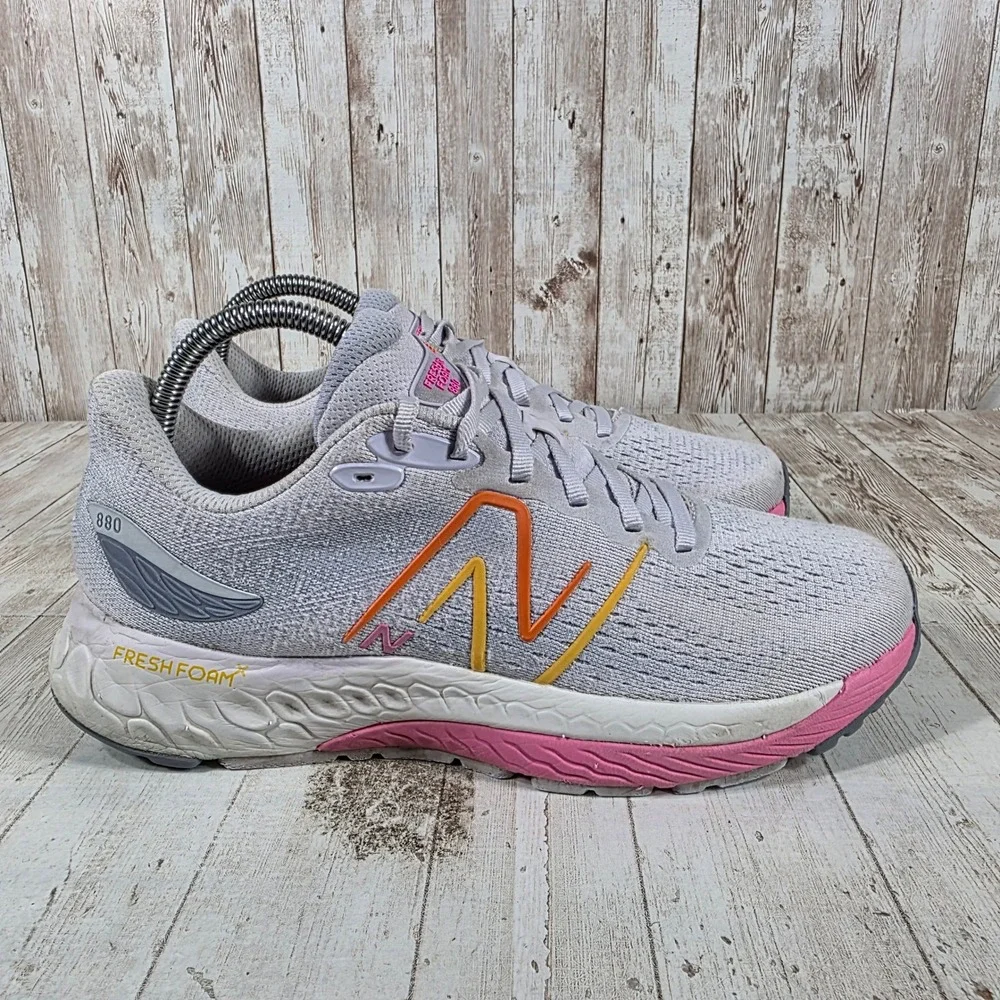New Balance Fresh Foam 880v12 Womens Running Grey Pink Orange W880G12 Size 9