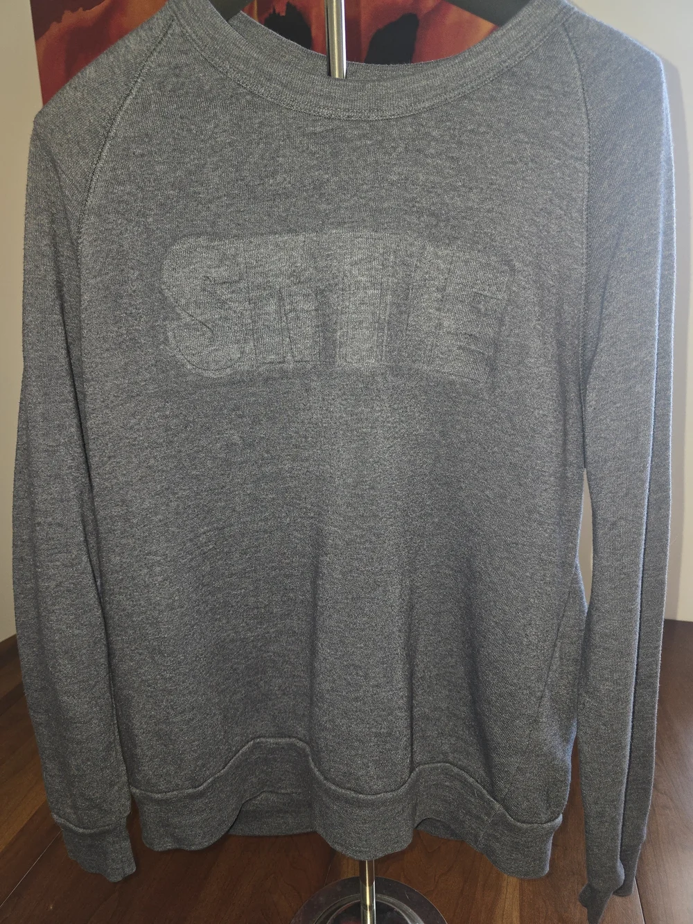 Alternative Men's Heather Gray Crewneck Sweatshirt with Embossed 'SMILE' Logo
