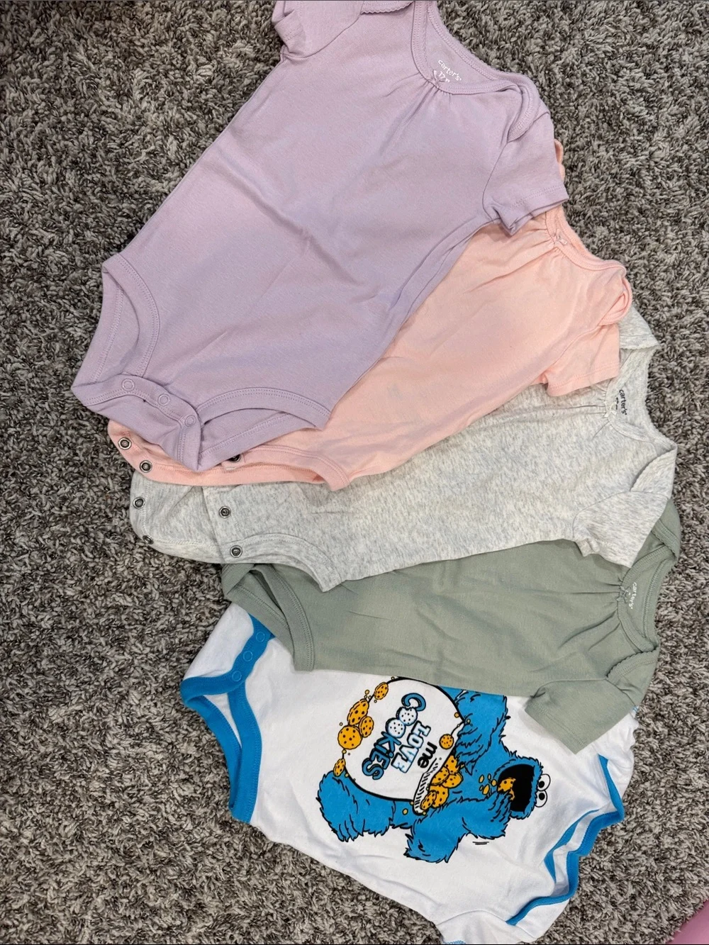 Carter's Baby One-Piece Bodysuit Set in Lavender, Peach, Gray, Sage, White/Blue