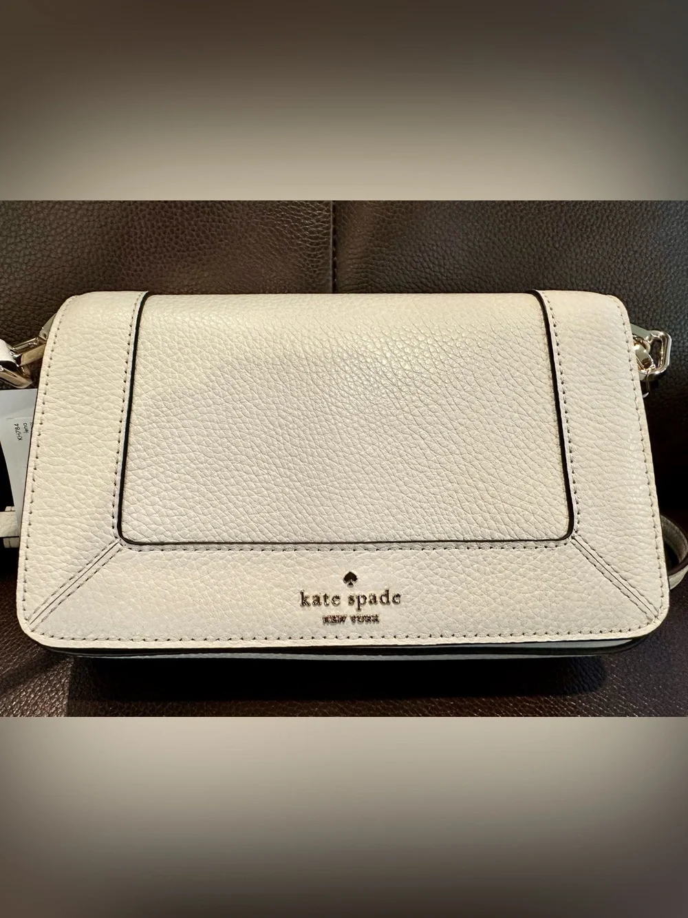 NWT ❤️ kate spade New York Lena Pebbled Leather Crossbody in Parchment MSRP $299