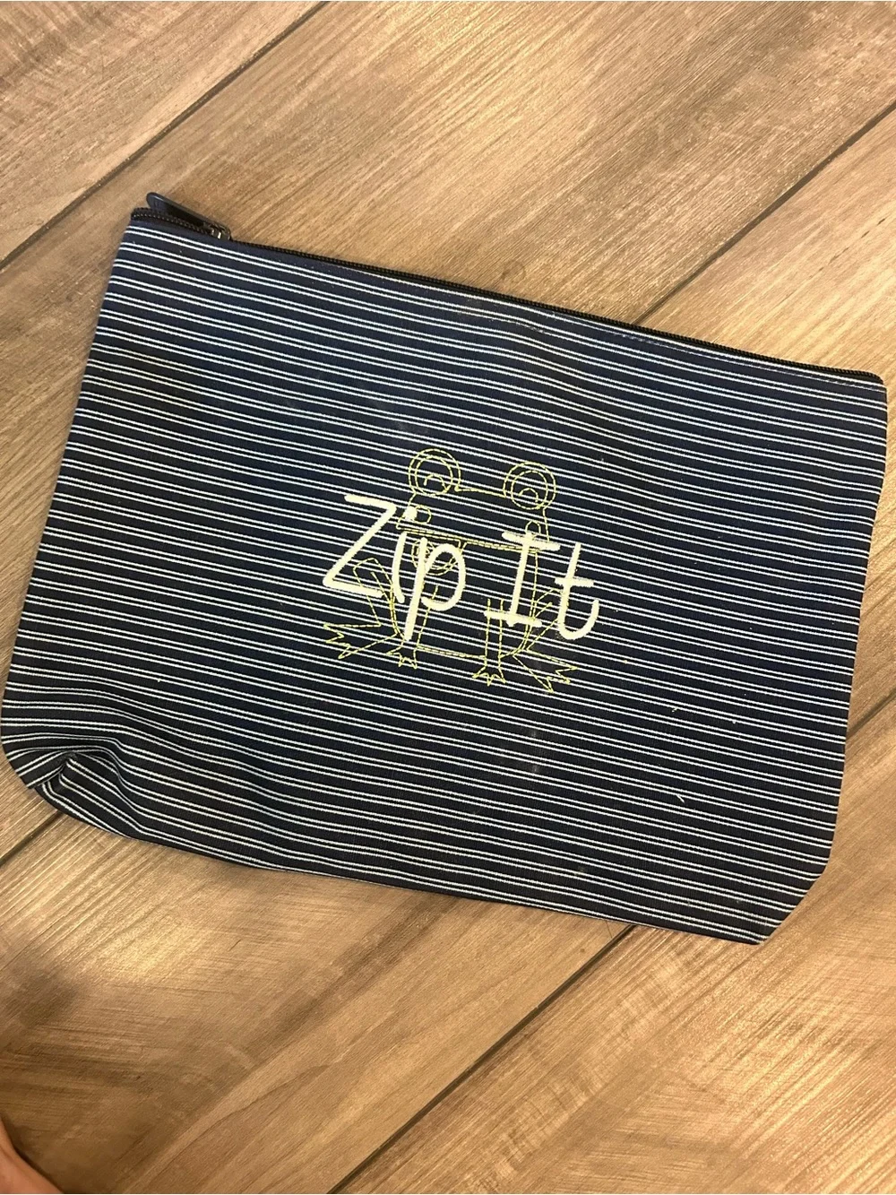 thirty-one Navy and White Striped large Zip Pouch