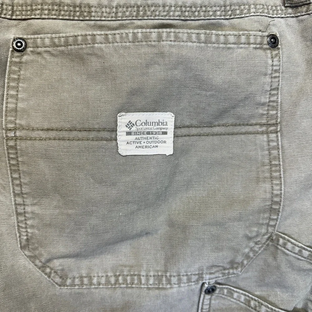 Columbia Carpenter Shorts Mens 38 Khaki Canvas Utility Heavy Duty 00132