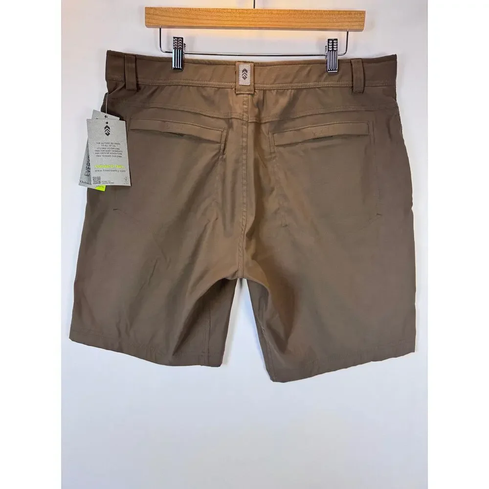 Free Country Men’s Nylon Stretch Trek Shorts 36 Knaki Belted Hiking Outdoor NWT