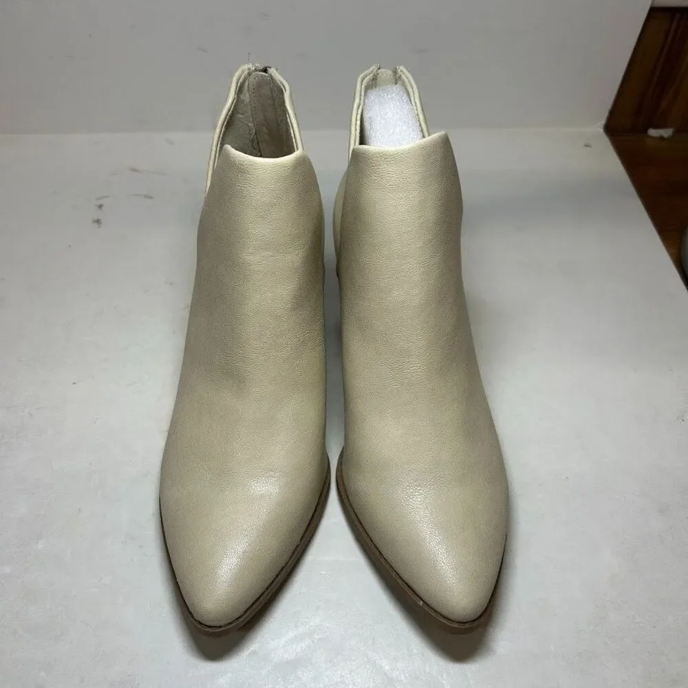 Sun Stone Womens 8.5 M Ecru Elizaa Block Heel Ankle Booties DISPLAY QJ8