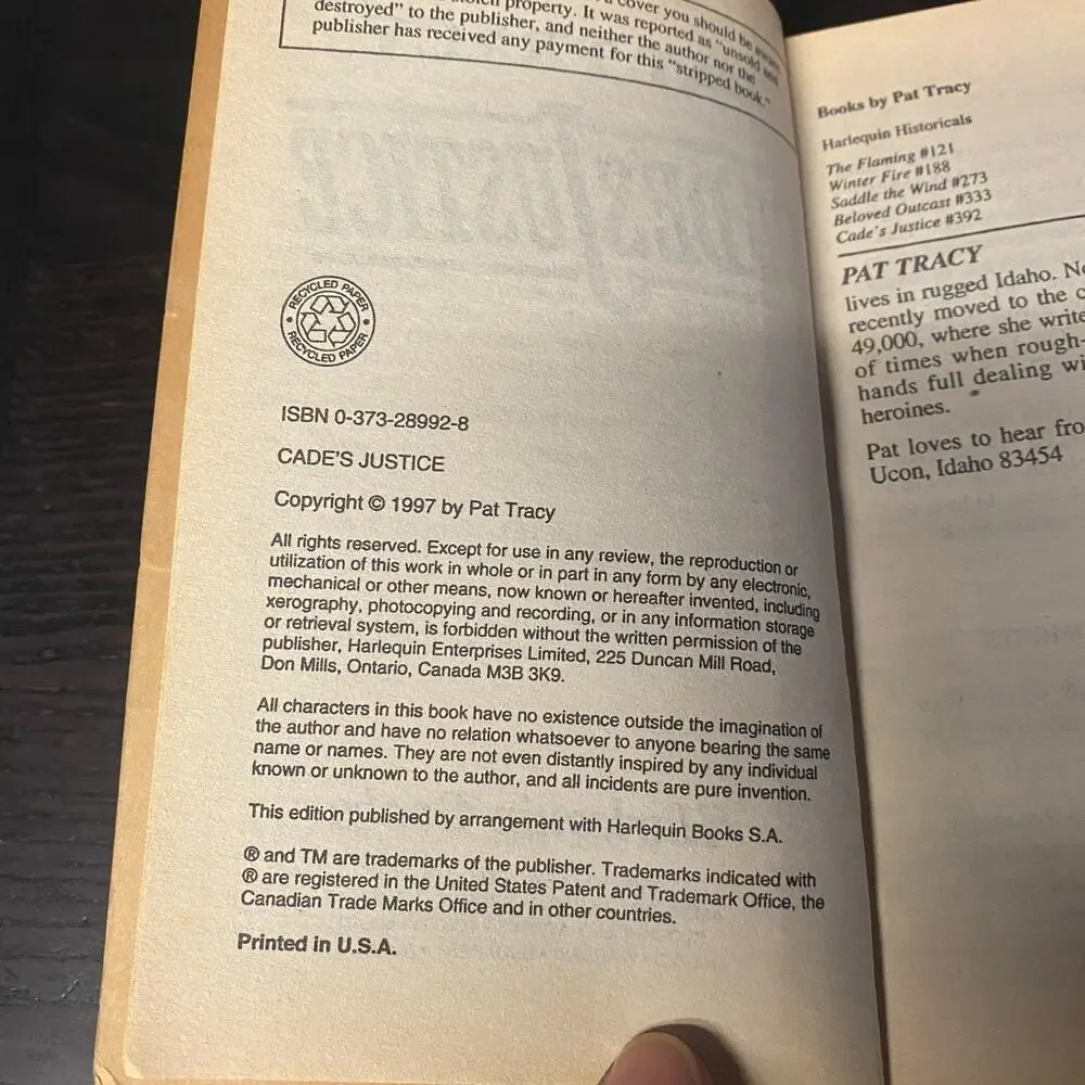 Cade's Justice by Pat Tracy (1997, Mass Market)