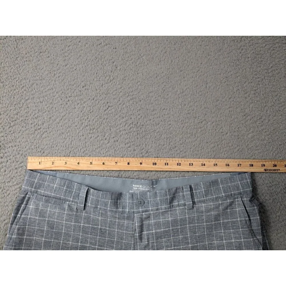 Nike Golf Tour Performance Shorts Mens 36 Gray Windowpane Pattern Check Grid