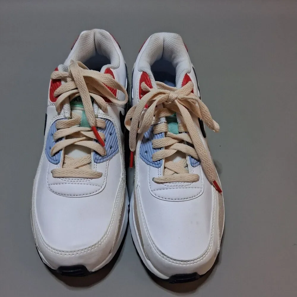 Nike Air Max 90 GS White Multi-Color Sneaker Youth 5.5Y Womens 7 DZ2888-100