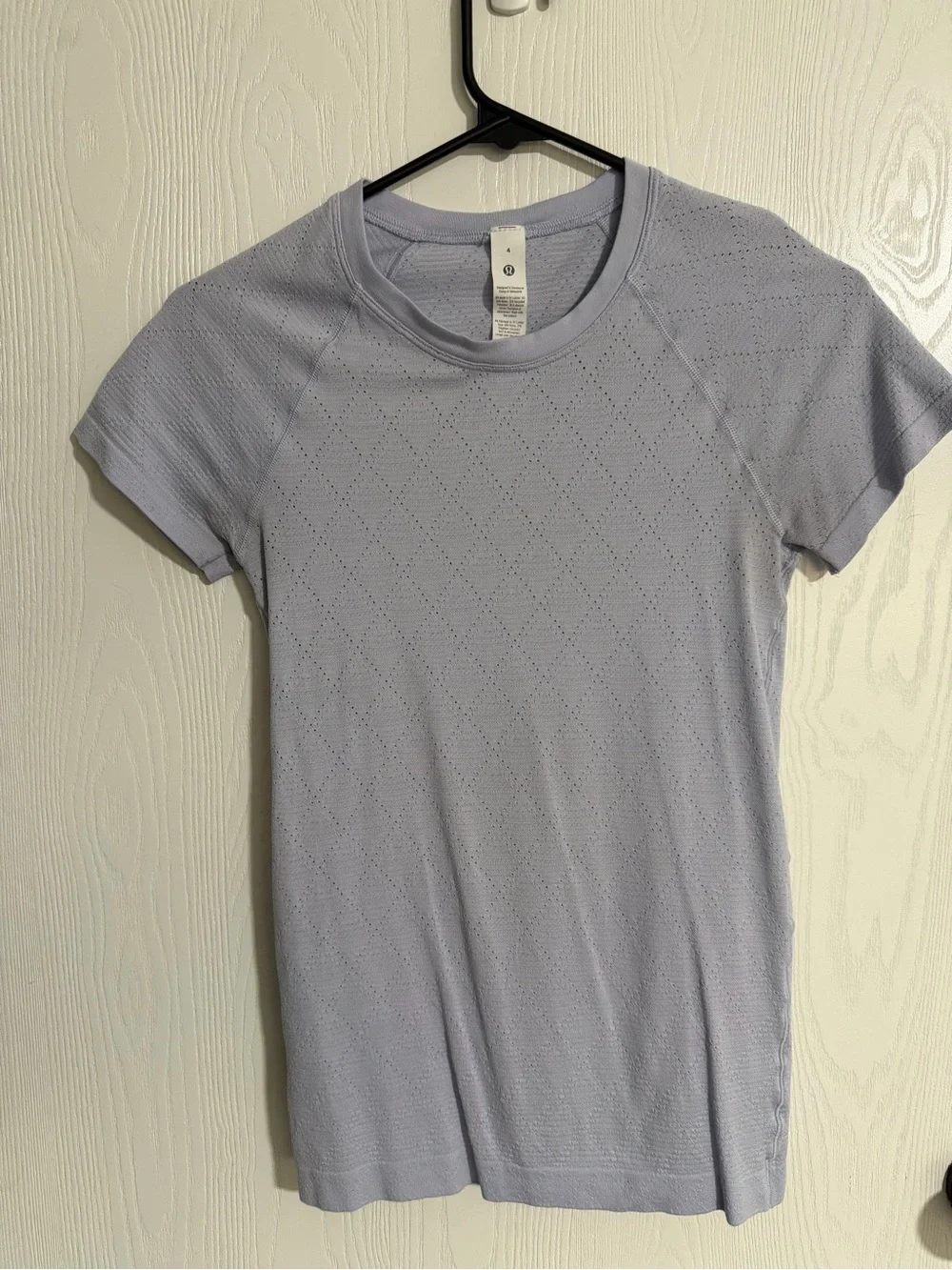 Lululemon Athletica Light Lavender Perforated Crew Neck Tee