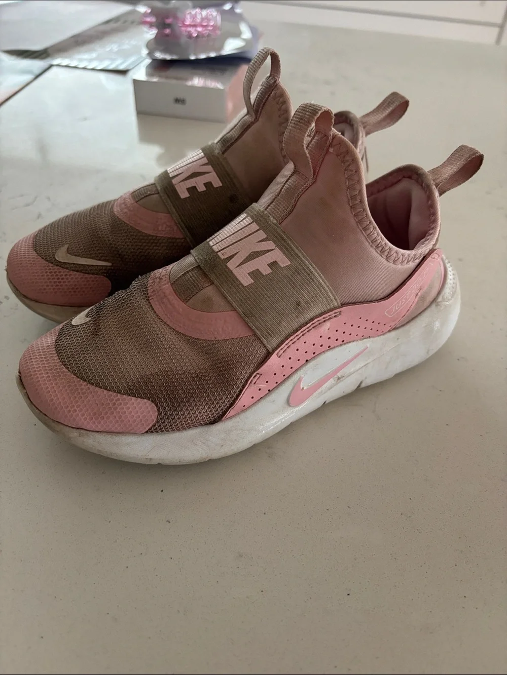 Nike Kids Pink Slip-On Sneakers with Elastic Strap