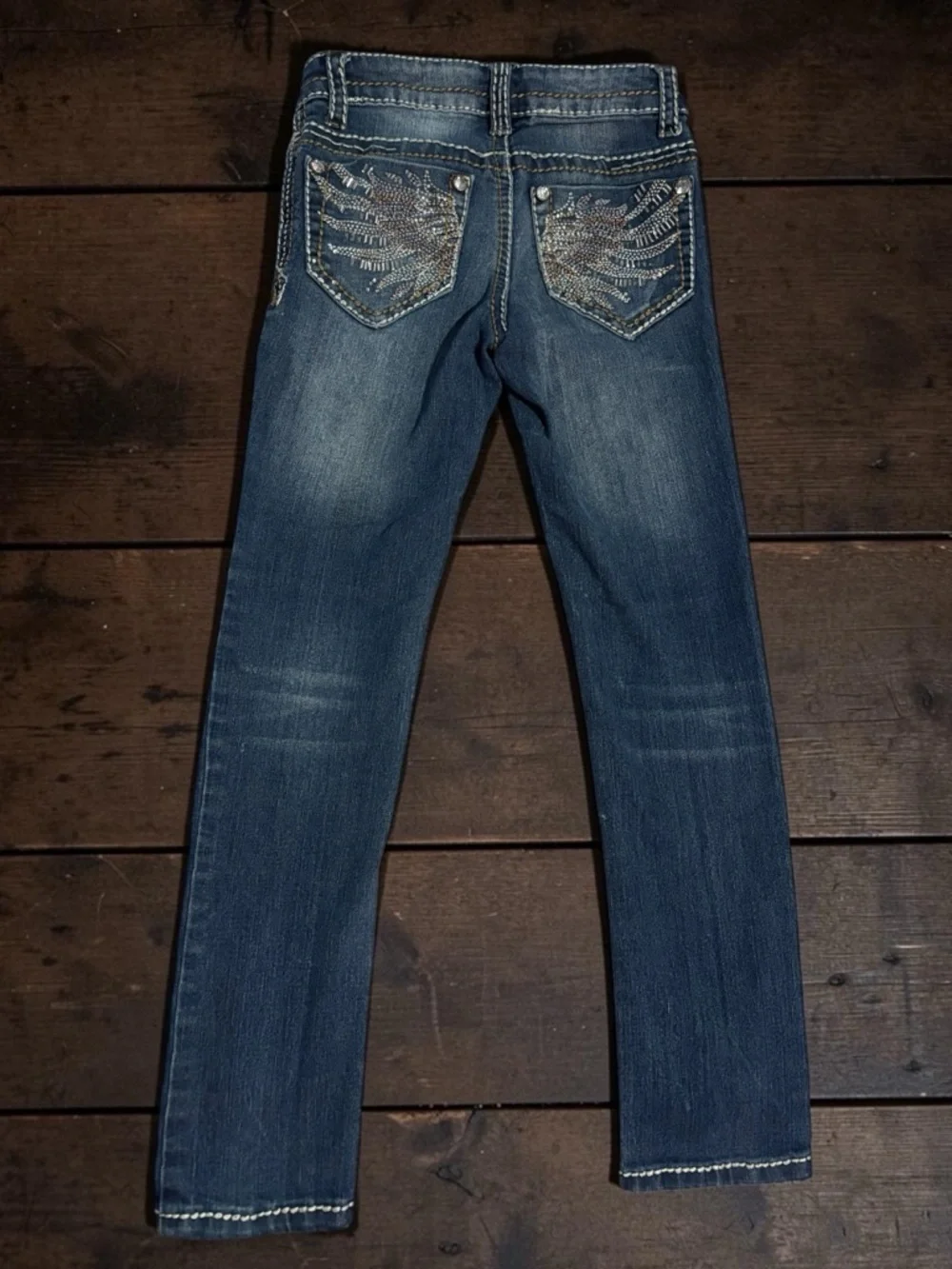 Mudd Dark Blue Slim Jeans Girls Size 7 With Pocket Embellishments