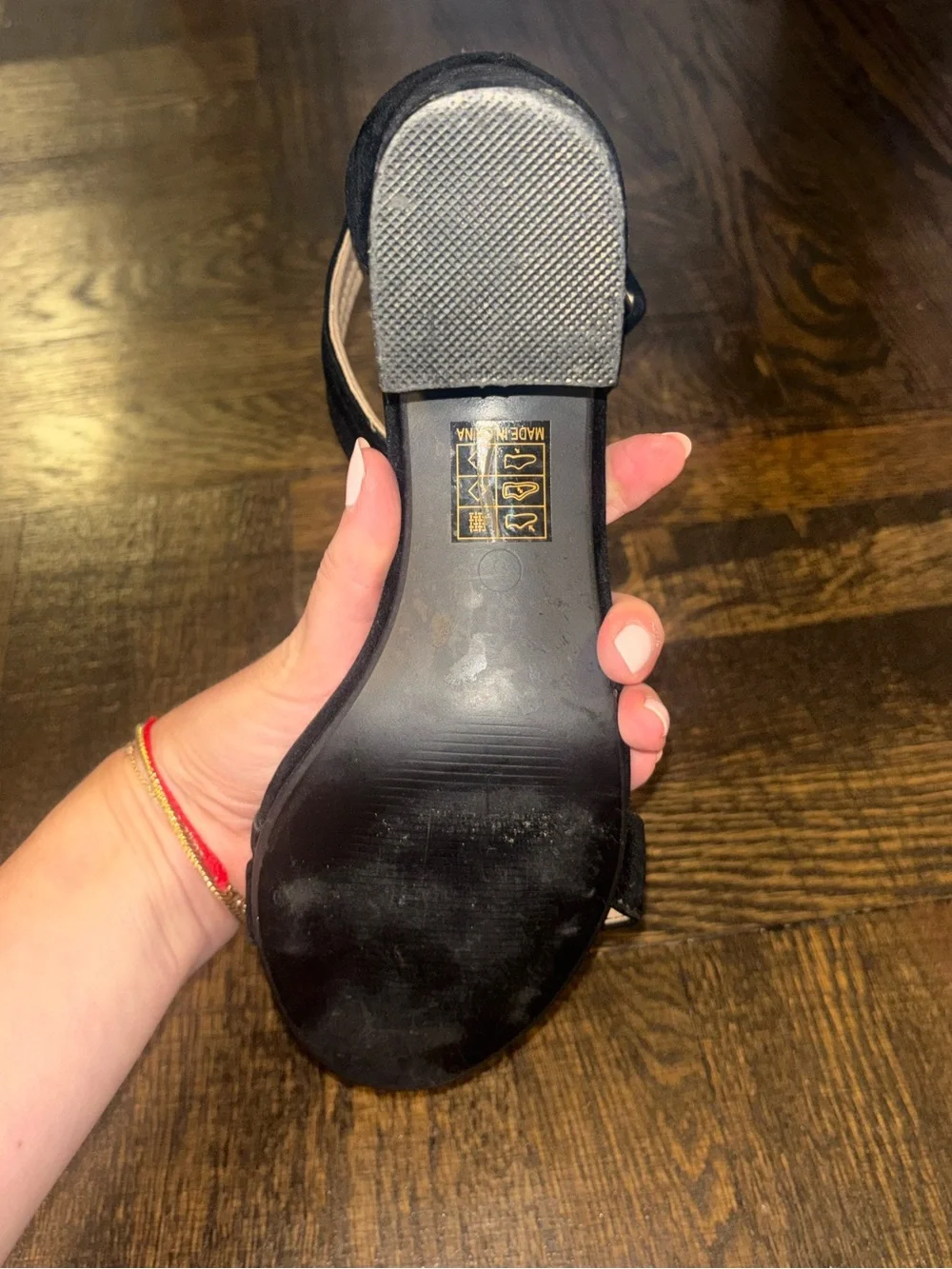 Koi Footwear Black Suede Ankle-Strap Block Heels