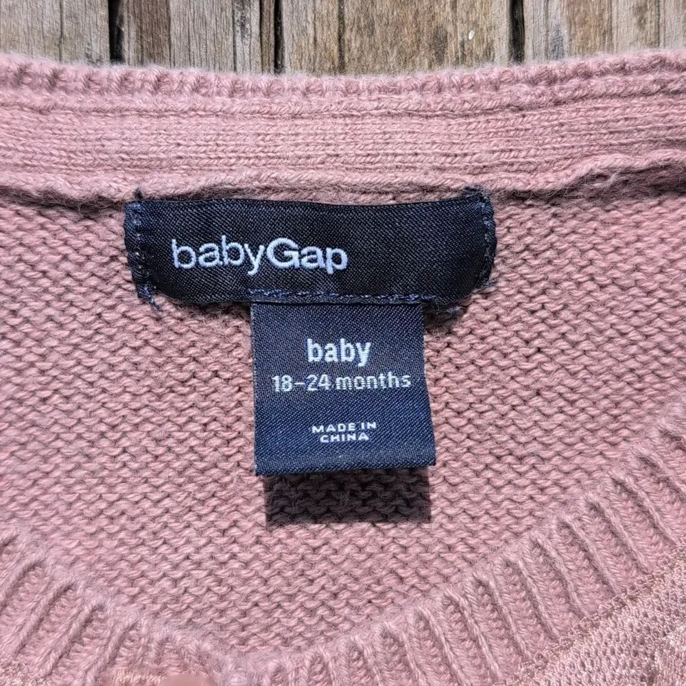 Baby Gap 18-24 Months Brown Rose Ruffle Button Front Cardigan