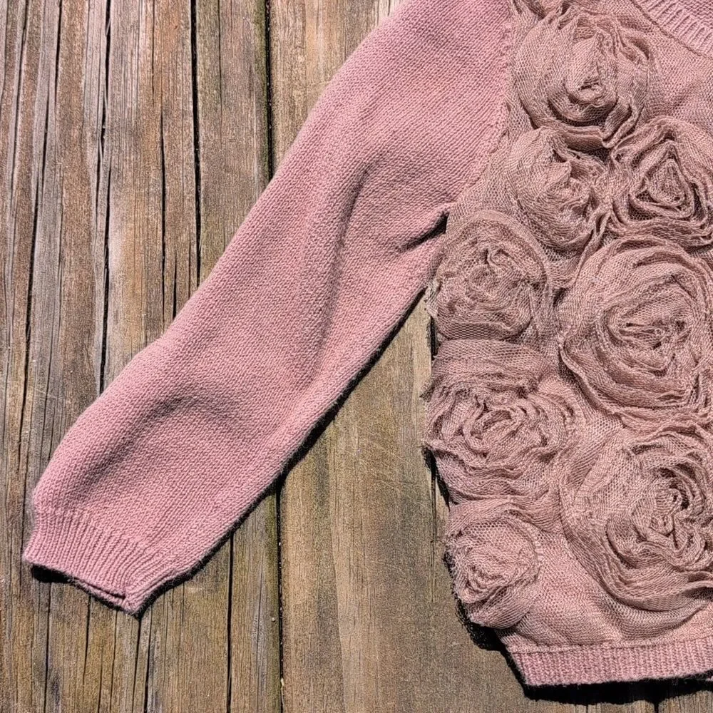 Baby Gap 18-24 Months Brown Rose Ruffle Button Front Cardigan