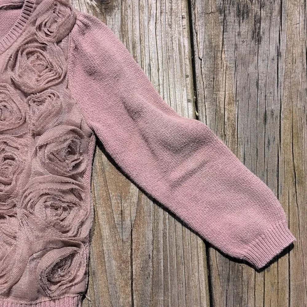 Baby Gap 18-24 Months Brown Rose Ruffle Button Front Cardigan