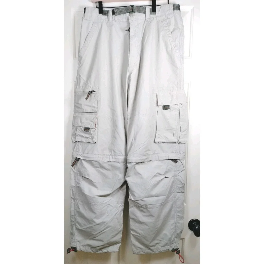 Route 66 Convertible Cargo Pants Men 36x32(31) Khaki Beige Hiking Work STAINS