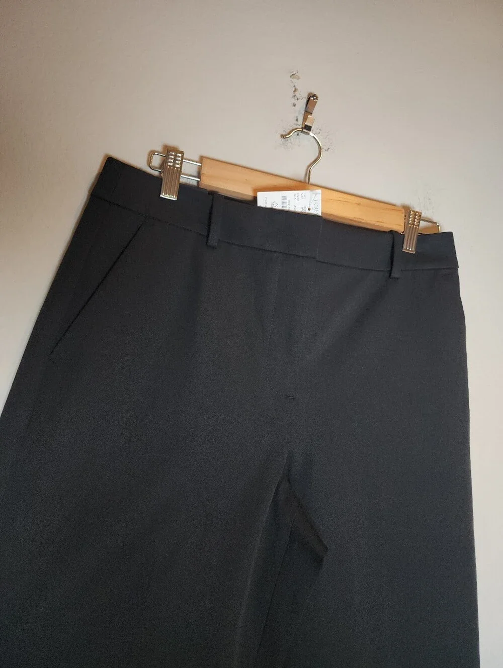 NWT J. Crew Remy Black Pants Full Length Wide Leg Highrise Cotton Blend Size 8