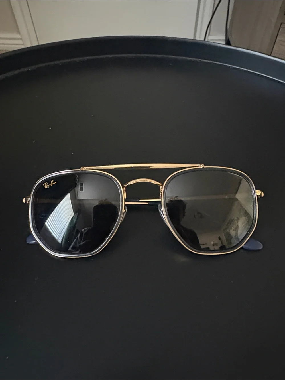 Ray-Ban Gold Frame Sunglasses with Black Lenses