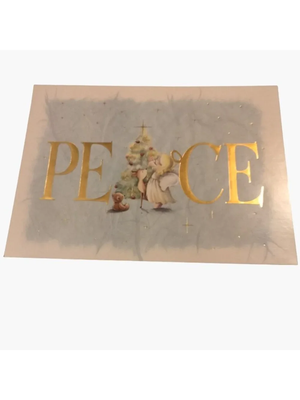 Love Joy  Peace Christmas Card Angel Christmas Tree Envelope