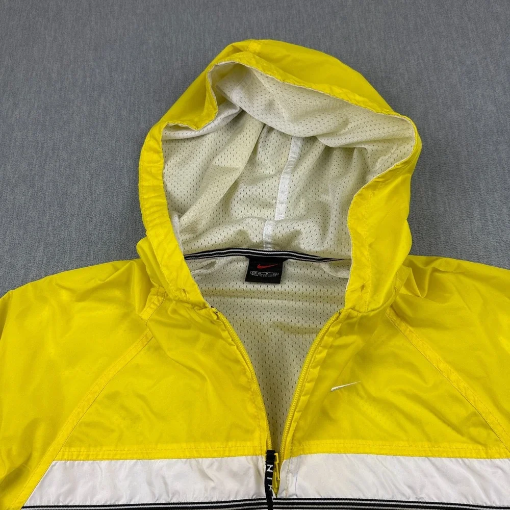 Vintage‎ Nike Jacket Womens Small Yellow Windbreaker 1/4 Zip Hooded Pullover 80s