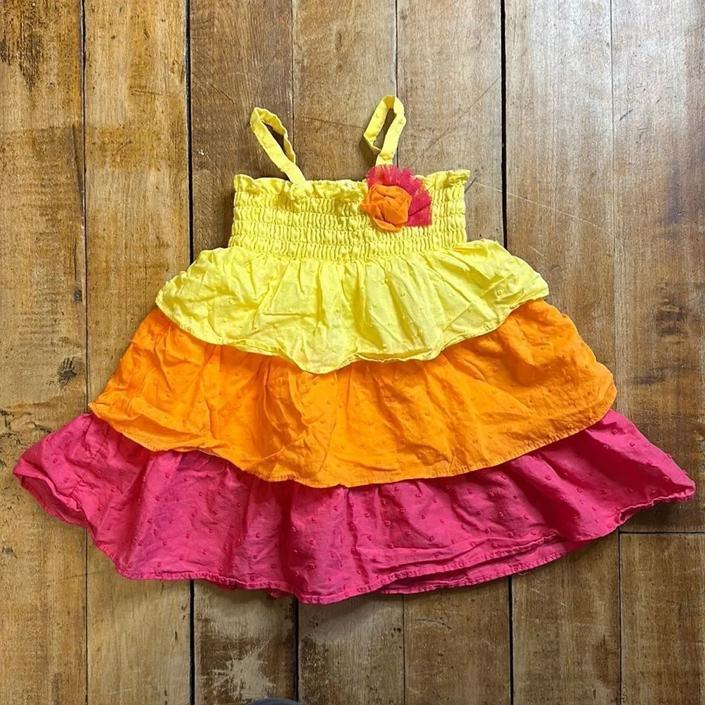 Penelope Mack dress size 6 to 9 months tiered ruffle rainbow boho cotton summer