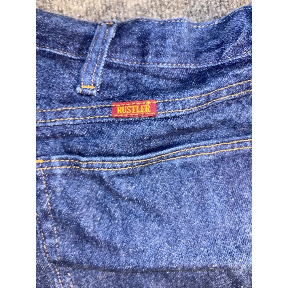 Wrangler Rustler Jeans Mens 34x32 Blue Denim Regular Fit Straight Leg‎ 87619PW
