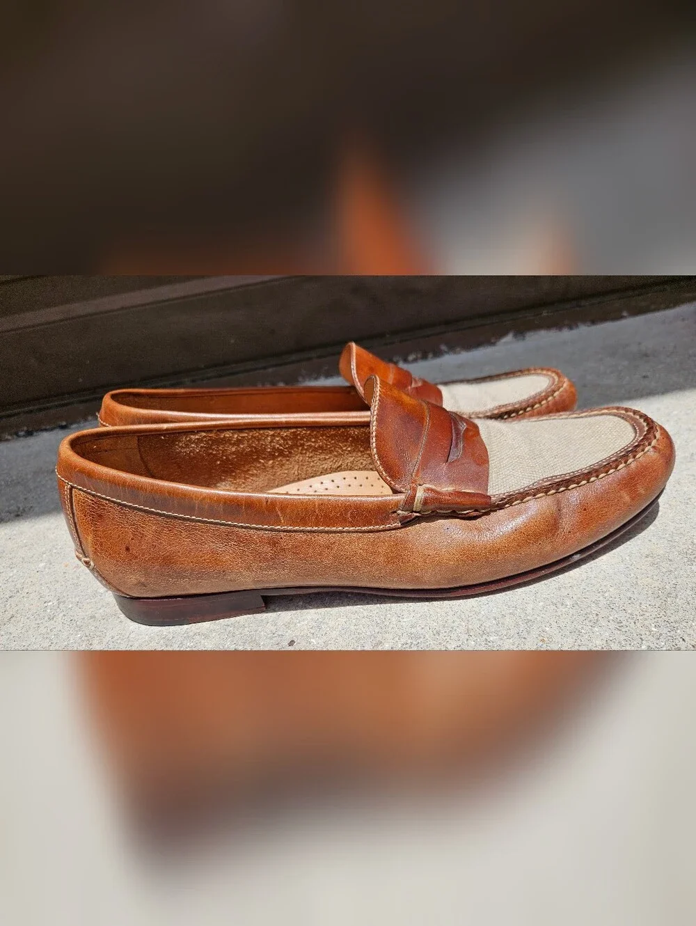 Martin Dingman Mens Shoes 12 M Brown Loafers Saddle Leather Pre-owned