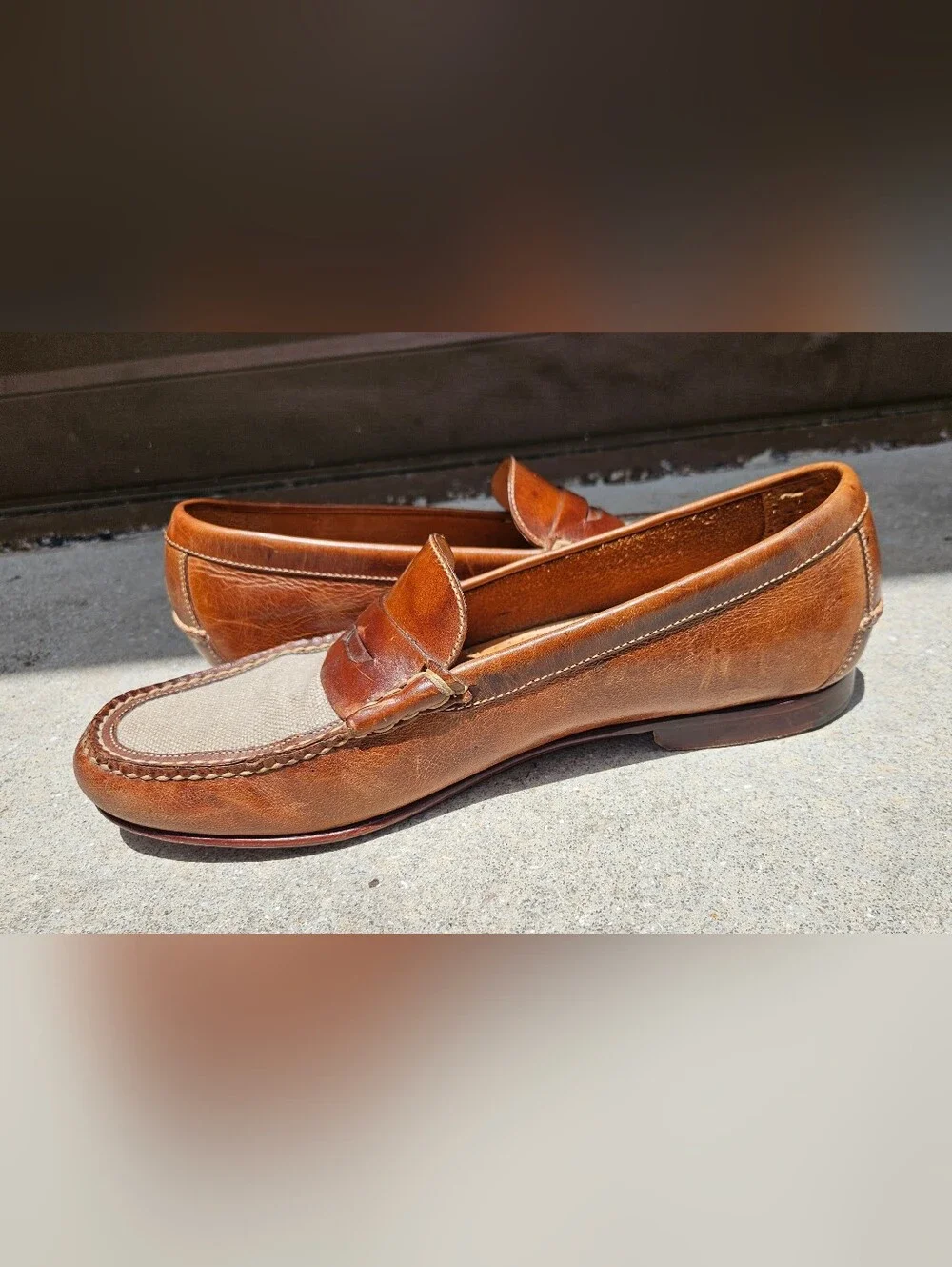 Martin Dingman Mens Shoes 12 M Brown Loafers Saddle Leather Pre-owned