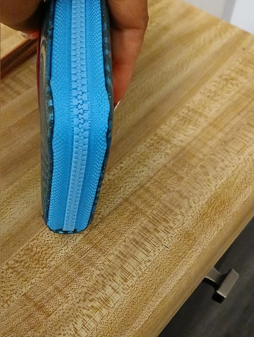Kurt Geiger Teal and Pink Metallic Zip Around Wristlet