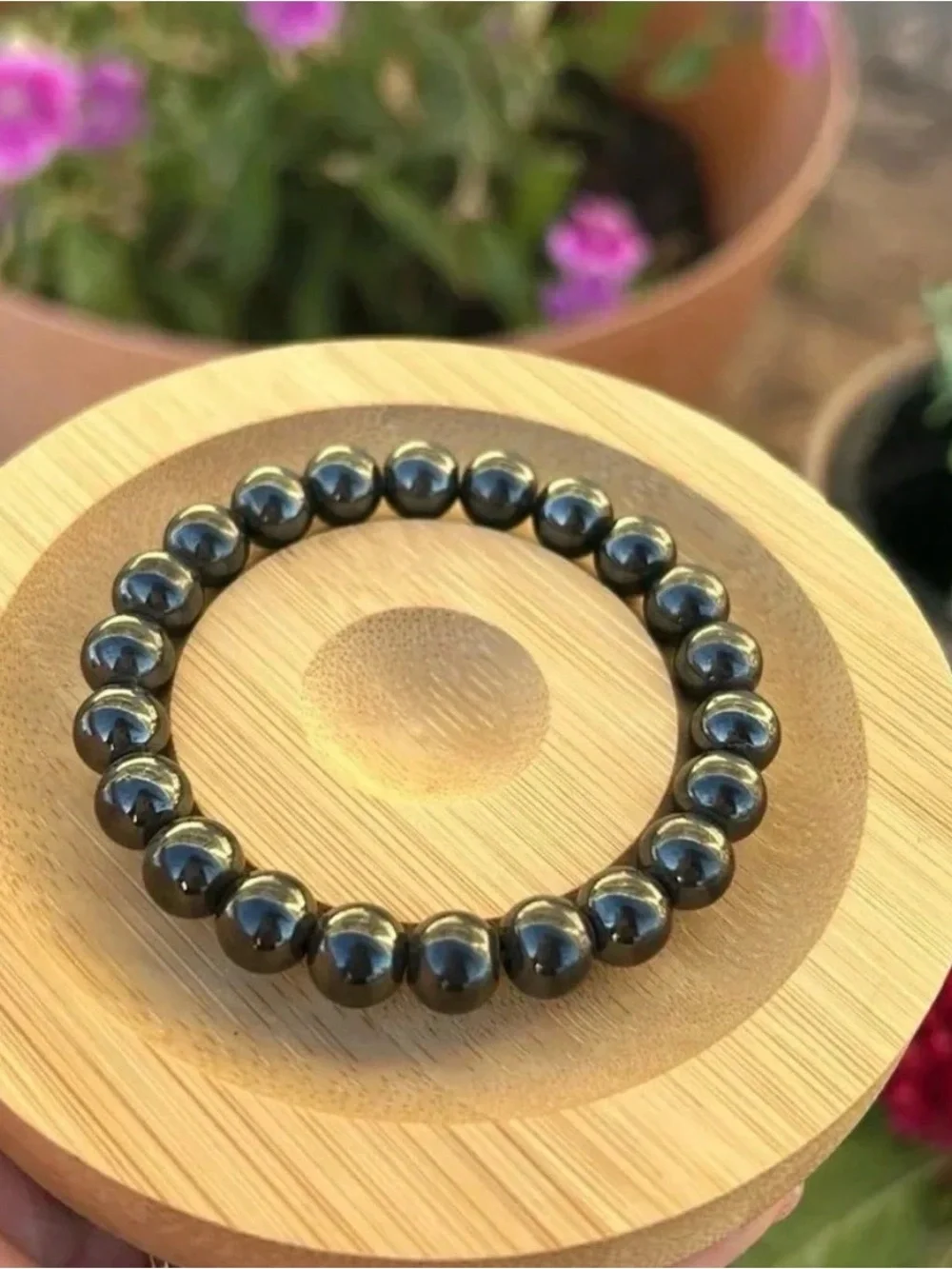 Handmade Hematite Beaded Stretch Bracelet