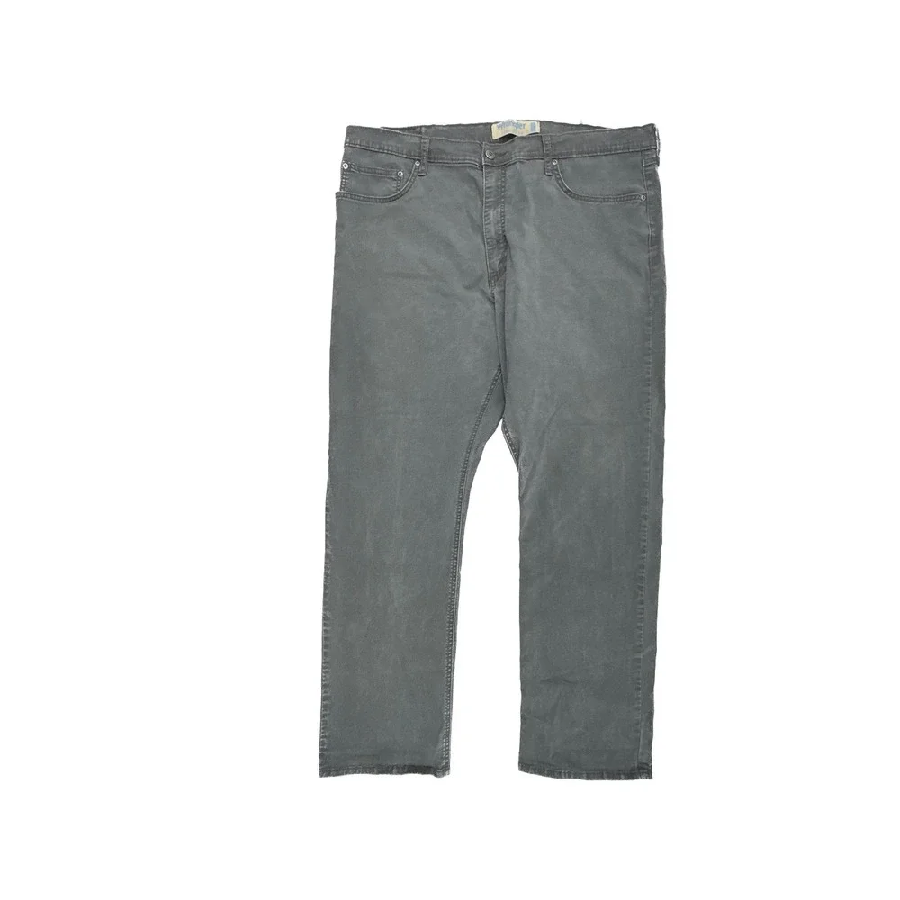 Wrangler Straight Fit Flex Pants Mens 40x30 Gray 5-Pocket Cotton Blend