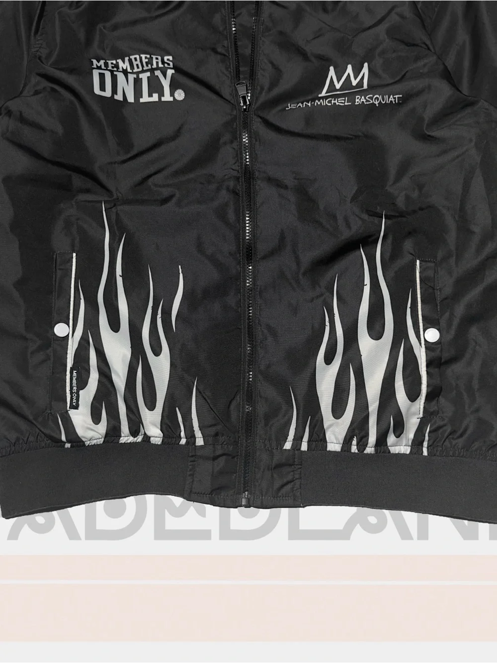 Members Only Black Bomber Jacket collabo w/ Jean Michel Basquiat