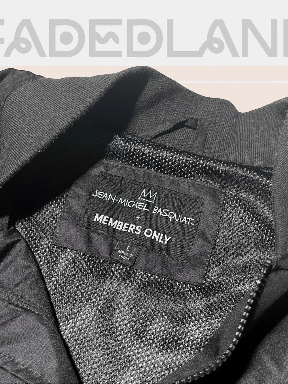 Members Only Black Bomber Jacket collabo w/ Jean Michel Basquiat