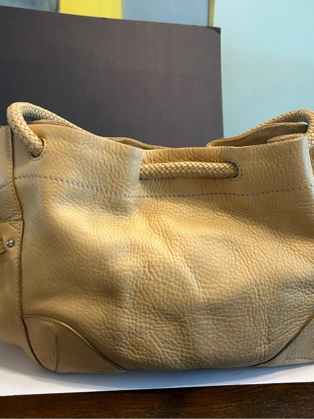 Cole Haan Leather Shoulder Hobo Bag - Tan