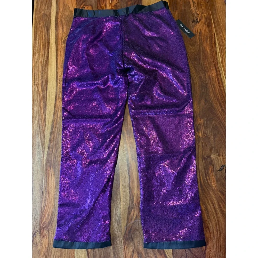 Lars Amadeus Mens Purple Sequin Dress Pants Stage Party Trousers Size 36 New