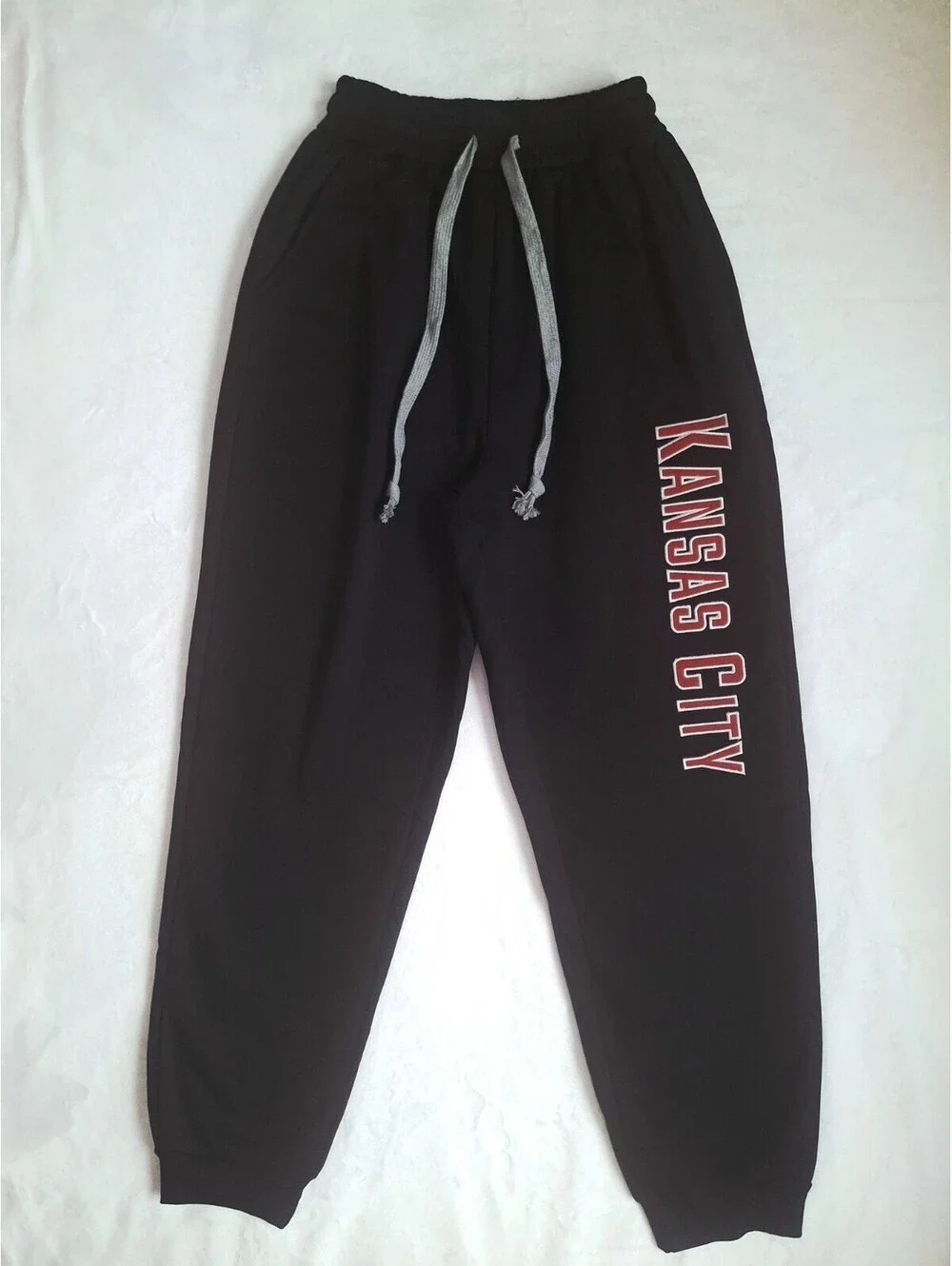 Kansas City Embroidered Soft Fleece Jogger Sweatpants Activewear Blk/Red Men's M