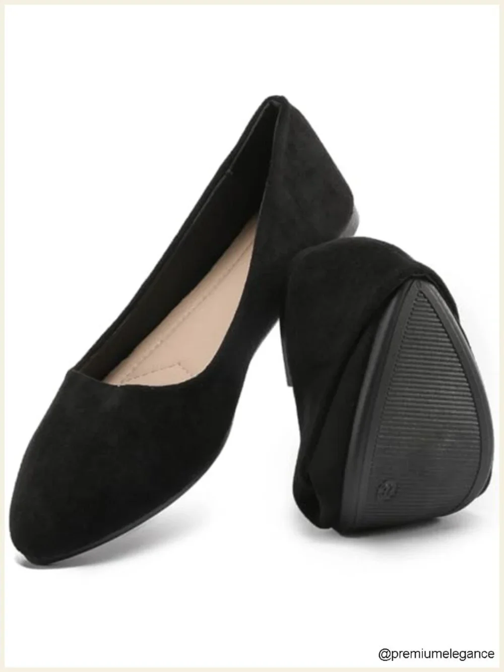Suede Pointed Toe Slip On Ballet Flats Lightweight Comfortable Dress Flats
